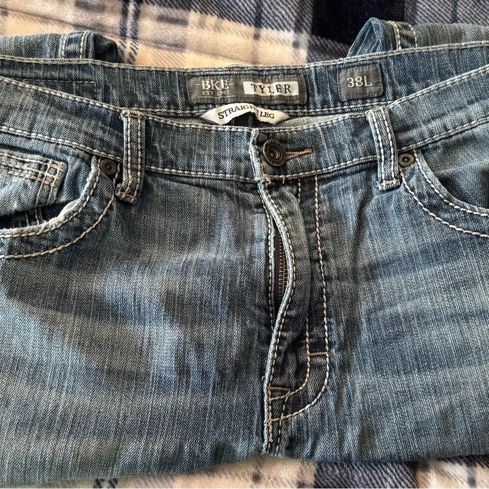 BKE Tyler Straight Leg Blue Denim Jeans - 38L - Picture 4 of 5